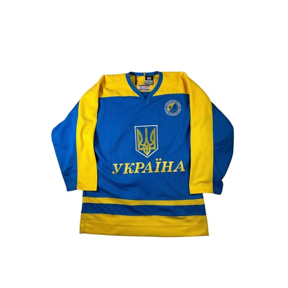 Nike Other - Game Worn Nike Ukraine National Hockey Team Jersey Size 50